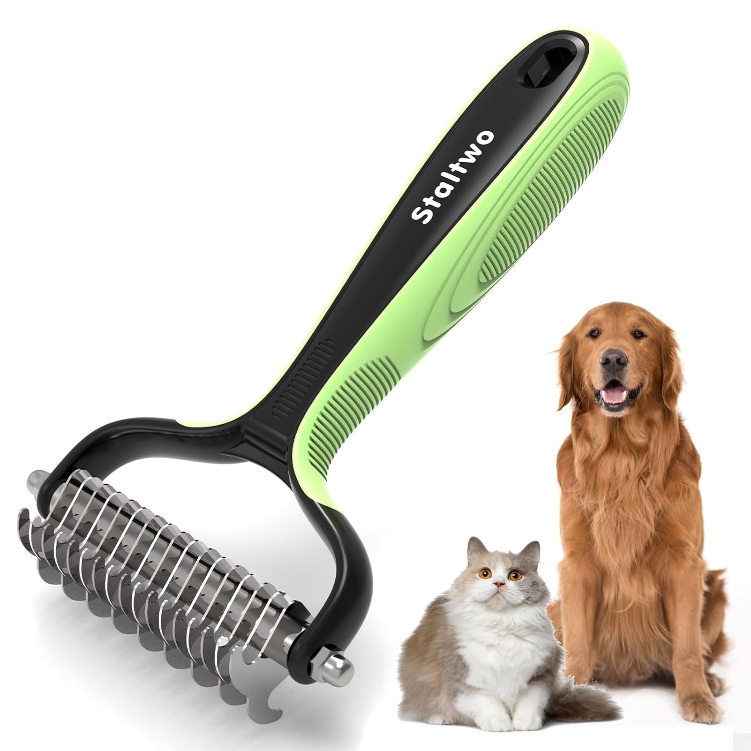 staltwo-deshedding-dog-brush-for-shedding-undercoat-rake-for-dog-cat-orange-extra-wide-double-sided-pet-grooming-tool-shedding-control-for-long-medium-haired-dogs-and-cats-knot-removal