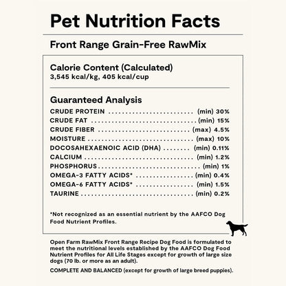 Open Farm Rawmix Grain Free Dry Dog Food, Front Range Kibble, 20Lb Bag | Grass Fed Beef, Pasture Raised Lamb, Humanely Raised Pork, Freeze Dried Raw Chunks, 100% Traceable Ingredients.6