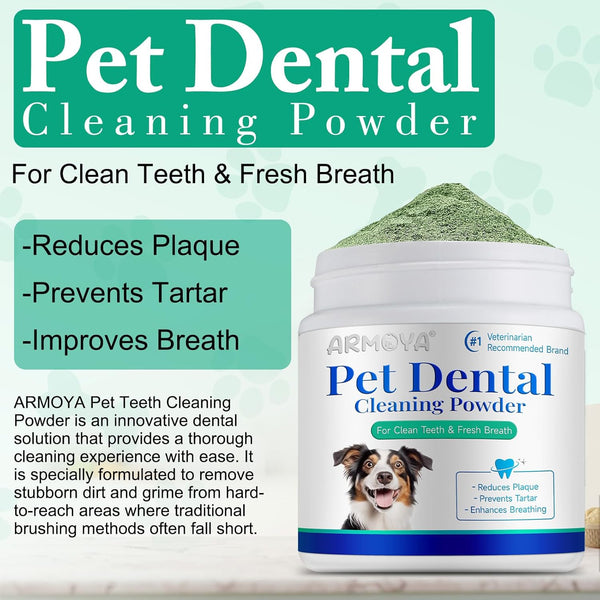 ARMOYA Dog Dental Powder - Teeth Cleaning Powder for Dogs - Dog Dental Care - Plaque & Bad Breath off P-Owder D-Og - D-Ental Care Supplies for Small - Medium - Large Do-Gs3