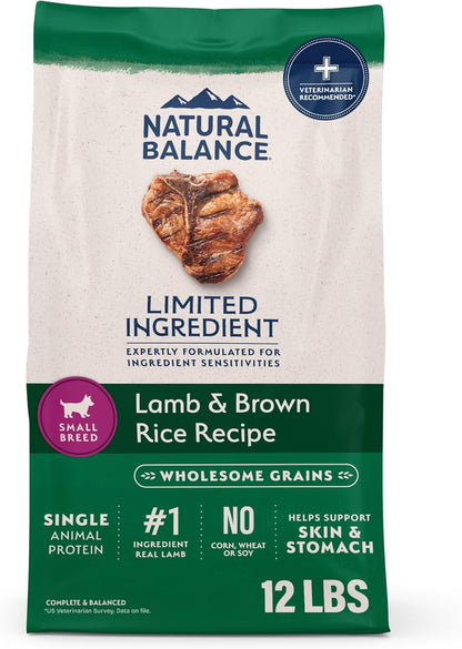 Natural Balance Limited Ingredient Small Breed Dry Dog Food - Complete Nutrition for Small Breeds - Wholesome Grains Brown Rice Recipe - Limited Ingredient Formula - 12 Lb - Lamb & Brown Rice1