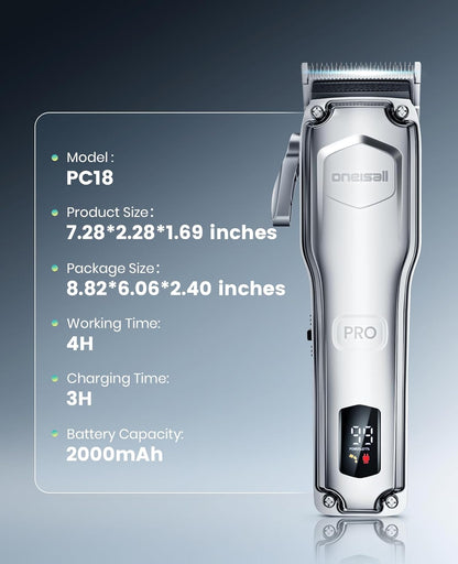 Oneisall PC18 Dog Clippers for Grooming for Thick Coat | 6800 RPM High-Speed, Detachable Stainless Steel Blades,4 Hours of Battery Life, Dog Shaver for Thick/Matted/Knotted/Hair9