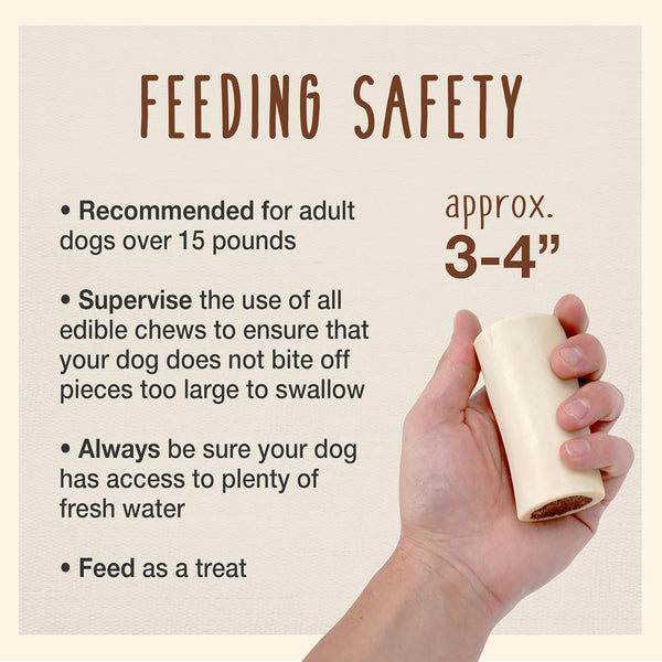 Cadet Stuffed Shin Bone, Long-Lasting Dog Chew Bones for Aggressive Chewers, High Protein Filled Bone Dental Chew for Dogs, Peanut Butter Flavor Filling, 3-4" for Small Dogs, 3 Pack4