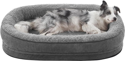 JOEJOY Orthopedic Dog Beds Large Sized Dog, XL Egg-Crate Memory Foam Pet Couch Bed with Bolster Sides, Waterproof Lining, Removable Washable Cover & Non-Slip Bottom, Grey29