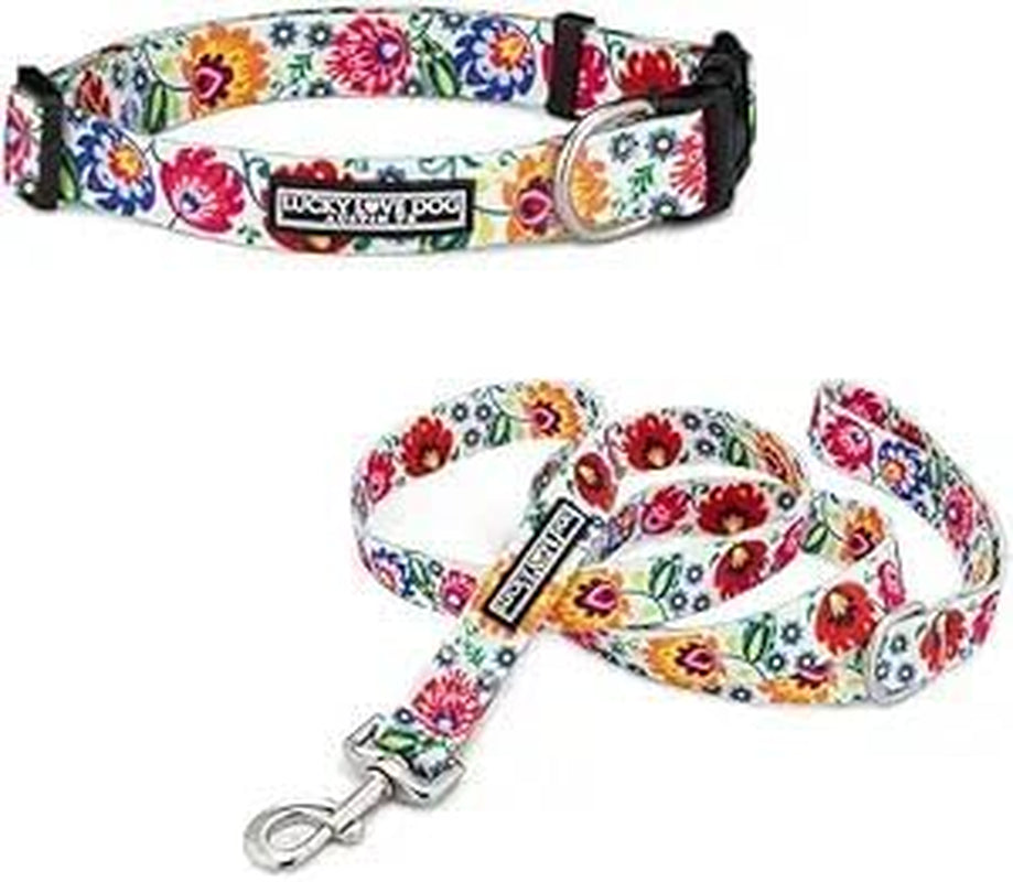 lucky-love-dog-easy-click-buckle-dog-collar-with-leash-set-combo-durable-comfortable-for-male-female-dogs-pet-collar-for-medium-dogs-secure-fit-blackbird-combo-medium