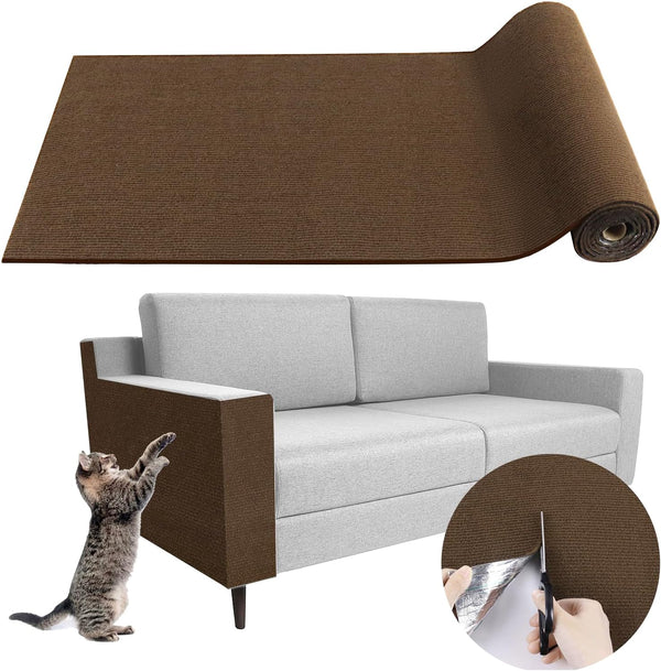 LSGCQ Cat Scratch Mat Self Adhesive Cat Scratch Furniture Protector | Self Adhesive Cat Scratching Mat Replacement for Cat Tree Post Couch Wall Furniture Protector (39.3" X 15.8", Light Gray)8