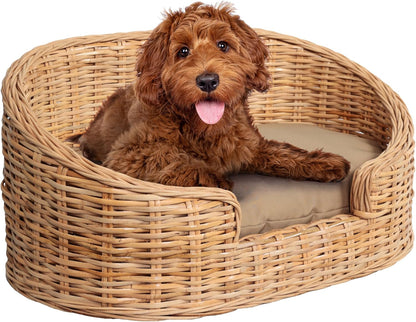DBD1001A Curvy 33" X 21.25" Classic Handwoven Rattan Dog Bed with Machine-Washable Cushion, Kubu Gray6