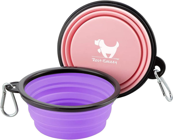 Collapsible Dog Bowls for Travel, 2-Pack Dog Portable Water Bowl for Dogs Cats Pet Foldable Feeding Watering Dish for Traveling Camping with Carabiners, BPA Free (Grey&Black, Small (Pack of 2))8