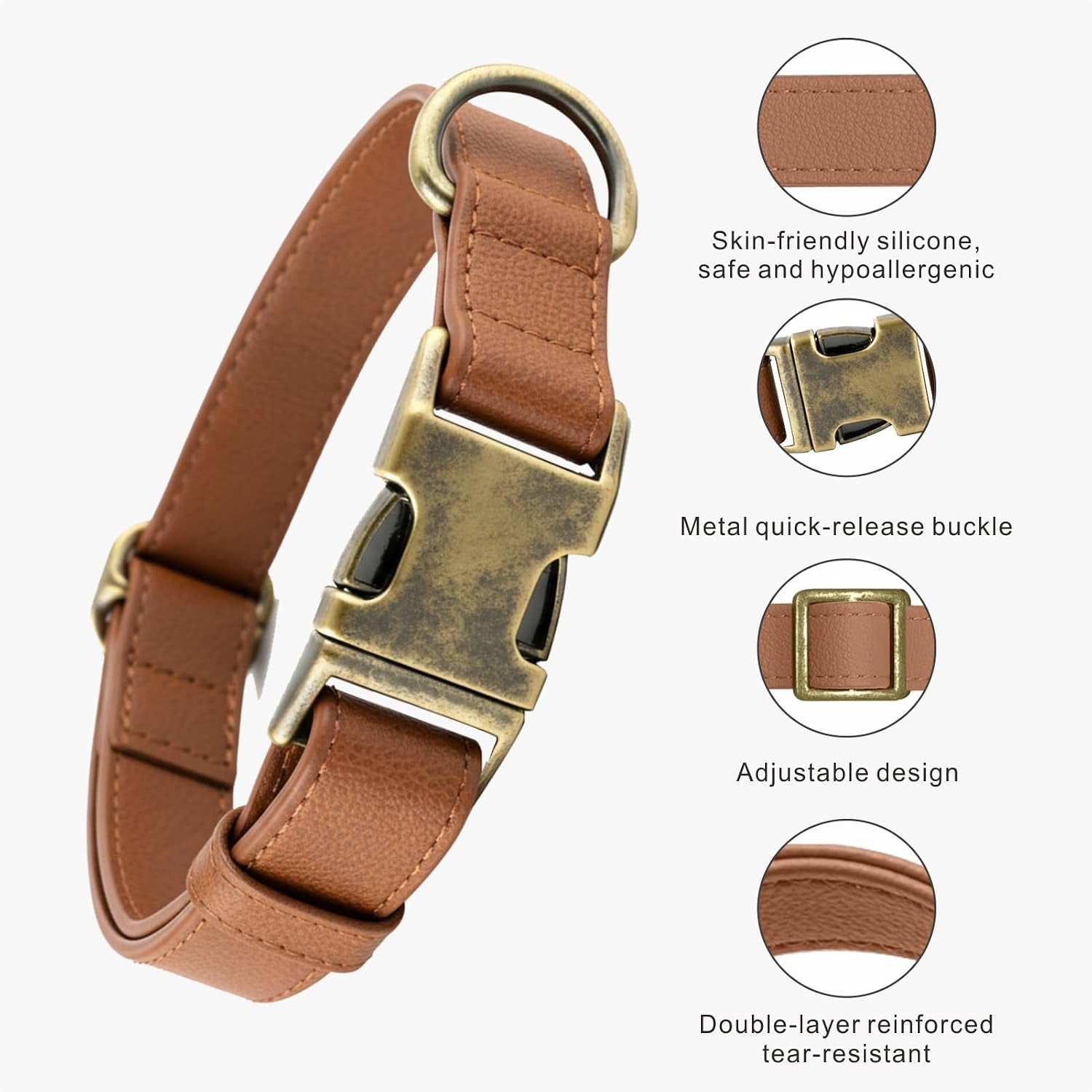 b-f-dog-collar-and-leash-set-leather-silicone-waterproof-odor-proof-dog-collar-and-leash-for-medium-dogs-soft-flexible-dog-collars-adjustable-pet-collar-brown-medium-12-5-20-neck