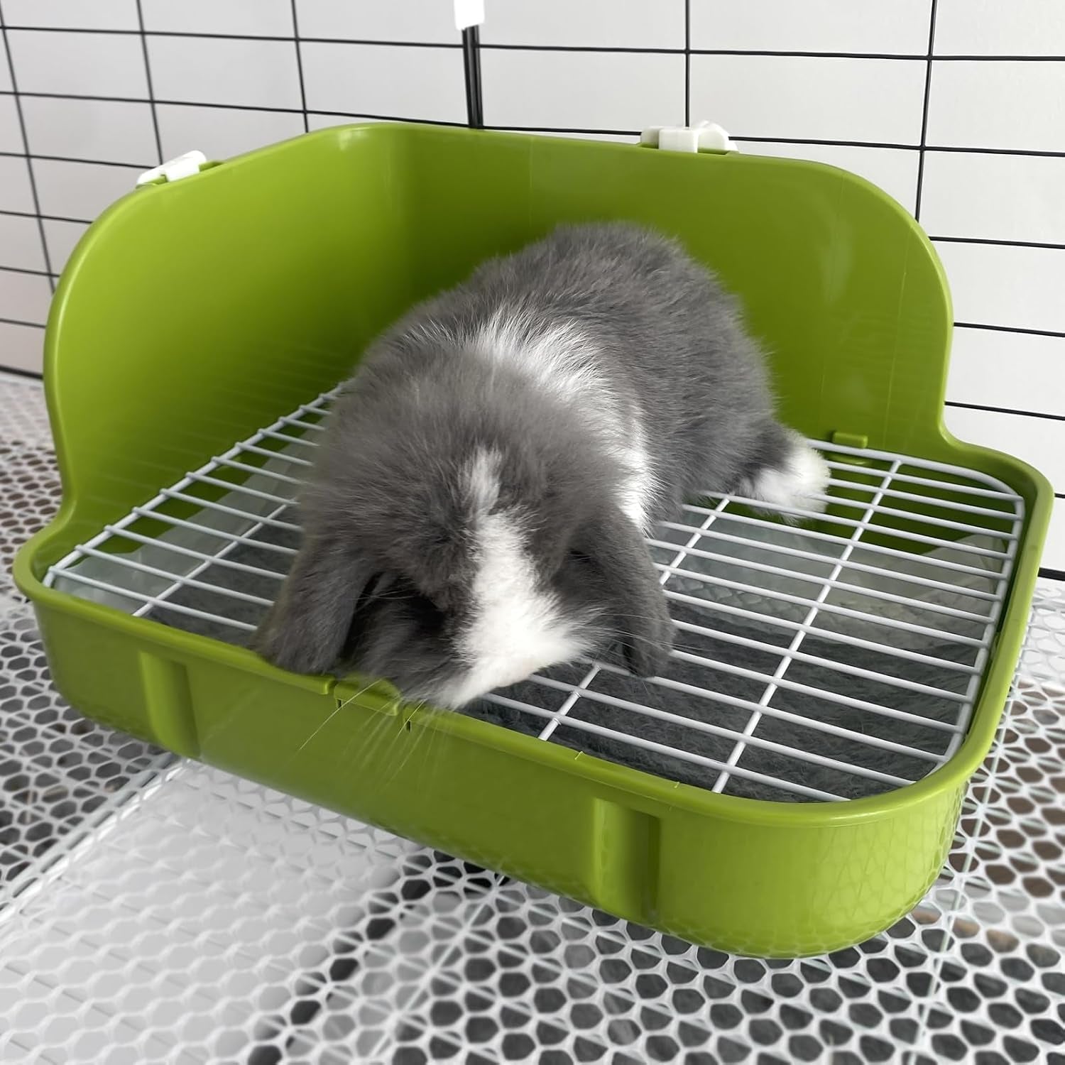 rabbit-litter-box-bunny-litter-box-guinea-pig-potty-trained-square-small-animal-toilet-potty-pan-for-rabbit-guinea-pig-ferret-hamster-chinchilla-grass-green