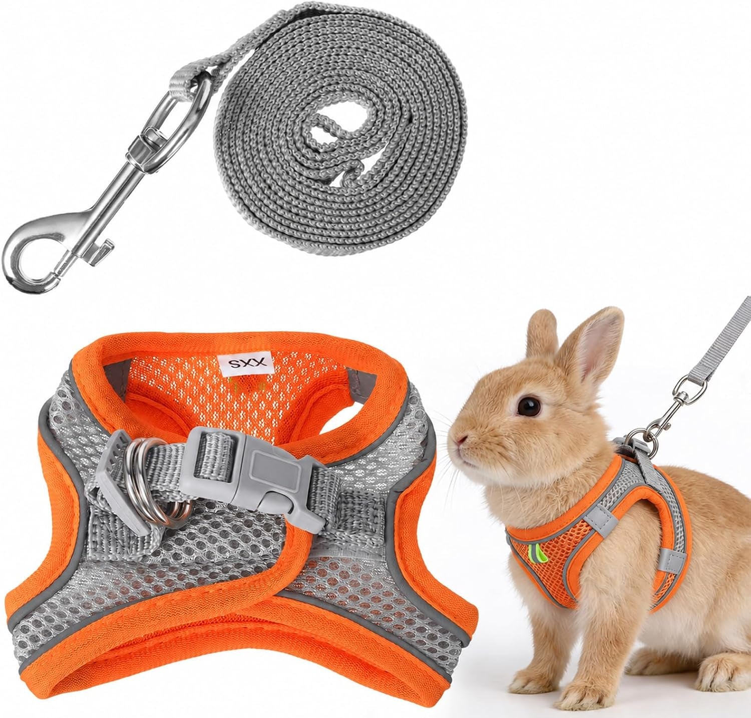 bunny-harness-and-leash-set-breathable-pet-rabbit-harness-and-leash-set-soft-rabbit-leashes-reflective-strips-jacket-escape-proof-walking-gear-for-rabbits-small-kitten-puppy-guinea-pigs-pink-xxs