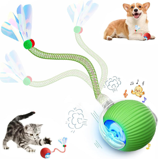 2 Packs Speed 2.0 Tail Interactive Cat Toys for Indoor Cats, Chirping & Motion Activate Cat Toy, Smart Kitten Rolling Ball Moving Ball Toys, Rechargeable Dog Cats Bal L for Enrichment Exercise12