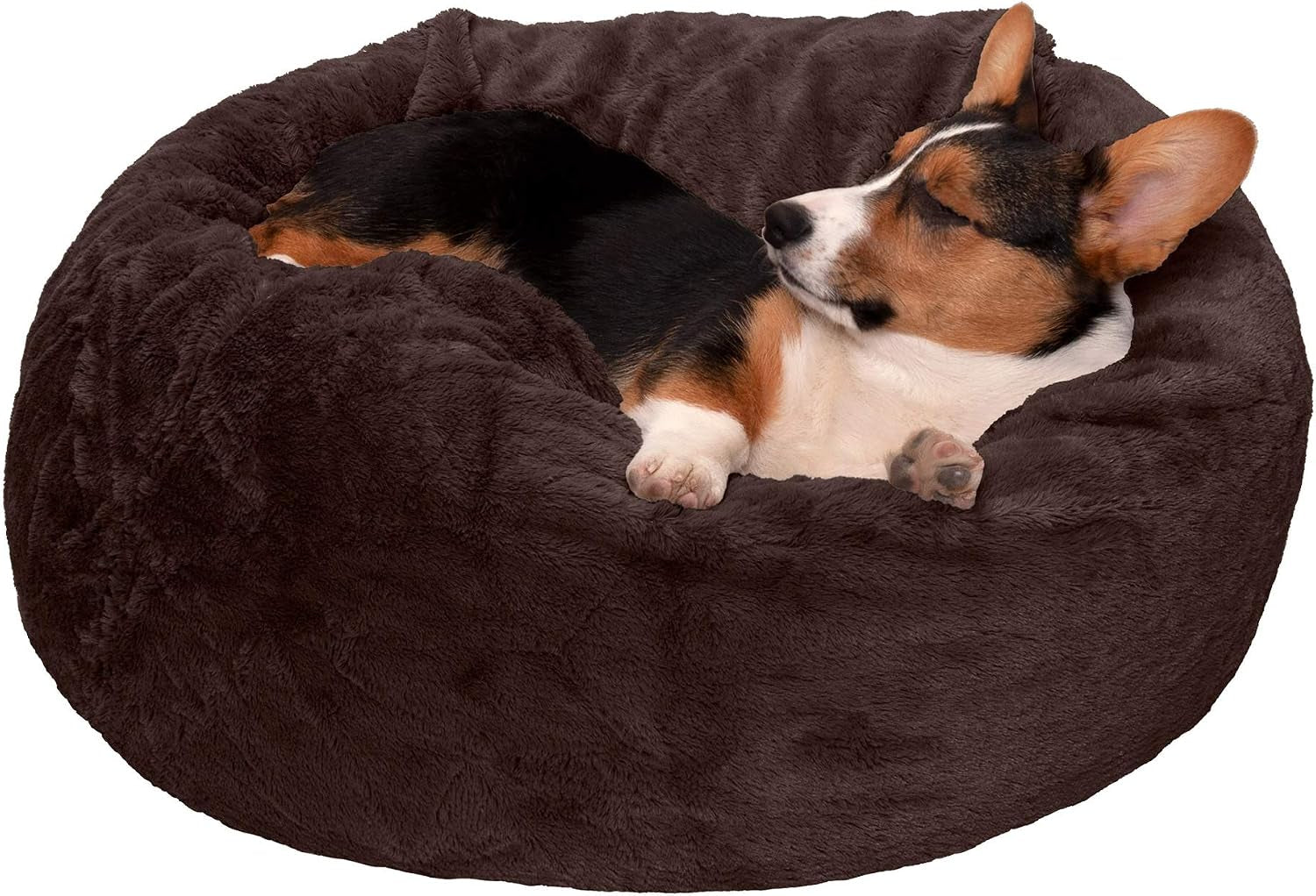 furhaven-soft-cozy-dog-bed-for-medium-small-dogs-refillable-w-removable-washable-cover-liner-for-dogs-up-to-35-lbs-plush-faux-fur-bean-bag-style-ball-bed-espresso-medium