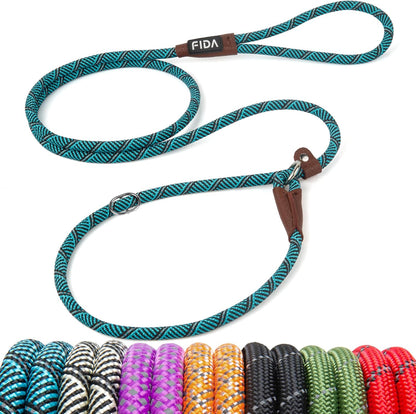 Fida Durable Slip Lead Dog Leash, 6 FT X 1/2" Heavy Duty Dog Loop Leashes, Comfortable Strong Rope Slip Leash for Large Medium Dogs, No Pull Pet Training Lead with Highly Reflective(1/2", Black)25