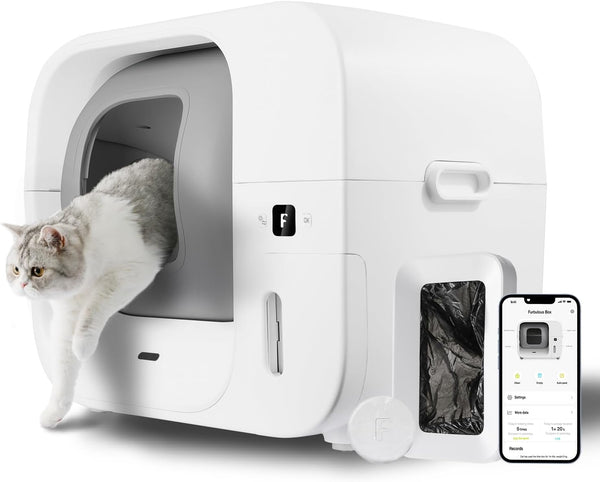 Furbulous True Odor-Free Self Cleaning and Packing Litter Box, Automatic Cat Litter Box with Self-Pack and Refill System, APP Control, Extra Large Space for 3.3-22 Lbs Cats, Upgraded Version1