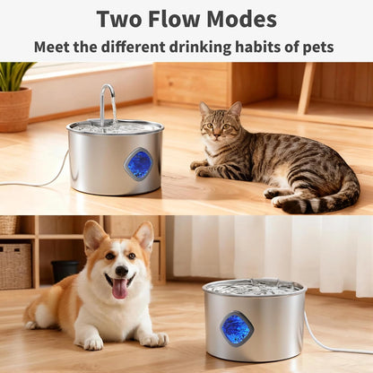 Cat Water Fountain Stainless Steel: 108Oz/3.2L Cat Fountain for Drinking - Pet Water Fountains for Cats Indoor - Cat Water Bowl Dispenser - Pets Feeding & Watering Supplies - Water Level Window6