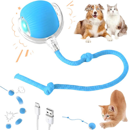 Purrmitive 2026 Durable Interactive Cat Toys for Indoor Cats, Dog Toys Ball, Rolling Pet Ball, Smart Automatic Cat Chase Balls Toy, Interactive Dog Toys Speedy Tail,Kitten & Cat Toys Interactive (Red)15