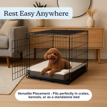 Orthopedic Dog Bed - 2-Layer Memory Foam Crate Mat with Machine Washable Sherpa Cover - 20X15 Pet Bed for Small Dogs up to 20Lbs by PETMAKER (Gray)6