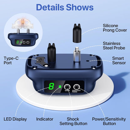 Dog Bark Collar, Automatic Bark Collar with 8 Sensitivity Levels,Smart Waterproof No Bark Collar with Beep Vibration Modes, Rechargeable anti Barking Collars for Large Medium Dogs-K043