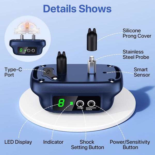 Dog Bark Collar, Automatic Bark Collar with 8 Sensitivity Levels,Smart Waterproof No Bark Collar with Beep Vibration Modes, Rechargeable anti Barking Collars for Large Medium Dogs-K043