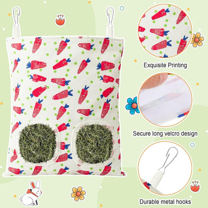 UPINS 2Pack Guinea Pig Hay Feeder Bag,Bunny Rabbit Cage Bag Hanging Holder | Guinea Pig Cage Feeder,For Bunny Rabbits,Chinchillas,Hamsters,Small Pets,And Animals3