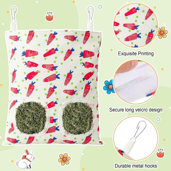 UPINS 2Pack Guinea Pig Hay Feeder Bag,Bunny Rabbit Cage Bag Hanging Holder | Guinea Pig Cage Feeder,For Bunny Rabbits,Chinchillas,Hamsters,Small Pets,And Animals3