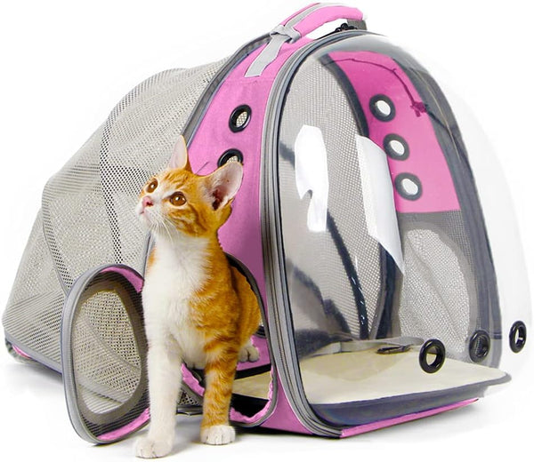 Expandable Pink Cat Backpack Carrier, Fit up to 12 Lbs, Space Capsule Clear Bubble Window Pet Carrier Backpack for Kitten Bunny Rabbit and Small Puppy1