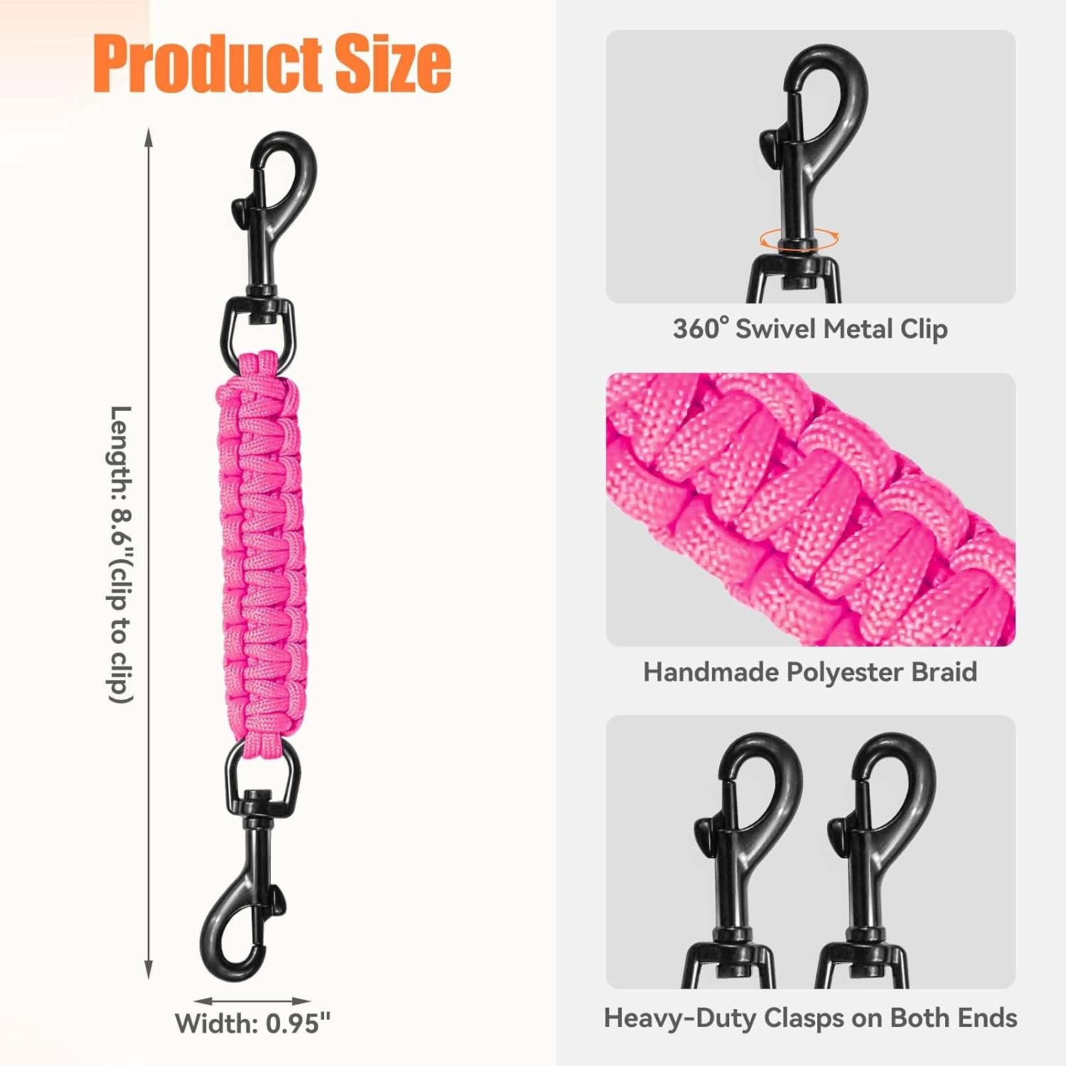 dog-collar-safety-clip-collar-companion-handmade-backup-safety-strap-double-ended-clip-leash-connector-suitable-for-dog-harnesses-prong-pinch-collars-pink-1-pack