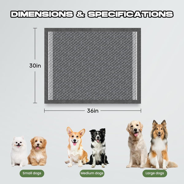 Dog Pee Pads for Dogs XXL 30"X36" 50 Count with Adhesive Tabs | Charcoal Puppy Pads Extra Large Disposable Activated Carbon Super Absorbent Full Edge-Wrapping Odor-Control Training Pads5
