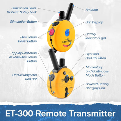 Educator ET-300 Mini E Collar for Dog Training with Remote - 1/2 Mile Range, Waterproof, 100 Blunt Stimulation Levels, Tone or Vibration Mode, Night Light Tracking for Small, Medium & Large Dogs4