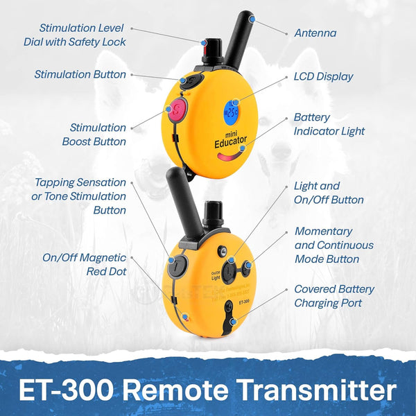 Educator ET-300 Mini E Collar for Dog Training with Remote - 1/2 Mile Range, Waterproof, 100 Blunt Stimulation Levels, Tone or Vibration Mode, Night Light Tracking for Small, Medium & Large Dogs4