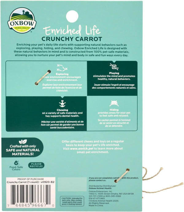 Oxbow Crunchy Carrot, Rabbit & Guinea Pig Toy, Bunny Enrichment Chew Toy | Oxbow Enriched Life, Rabbit Chew Toys, Guinea Pig Enrichment, Guinea Pig Chew Toys, Rabbit Enrichment, Natural Materials2