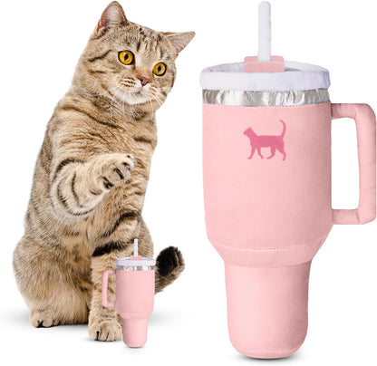 PUPROAR Kitty Cup Catnip Cat Toy, Cat Birthday Gift & Cute Girly Accessory, Crinkle Toy for Indoor Cats (Pink Peach Dust)1