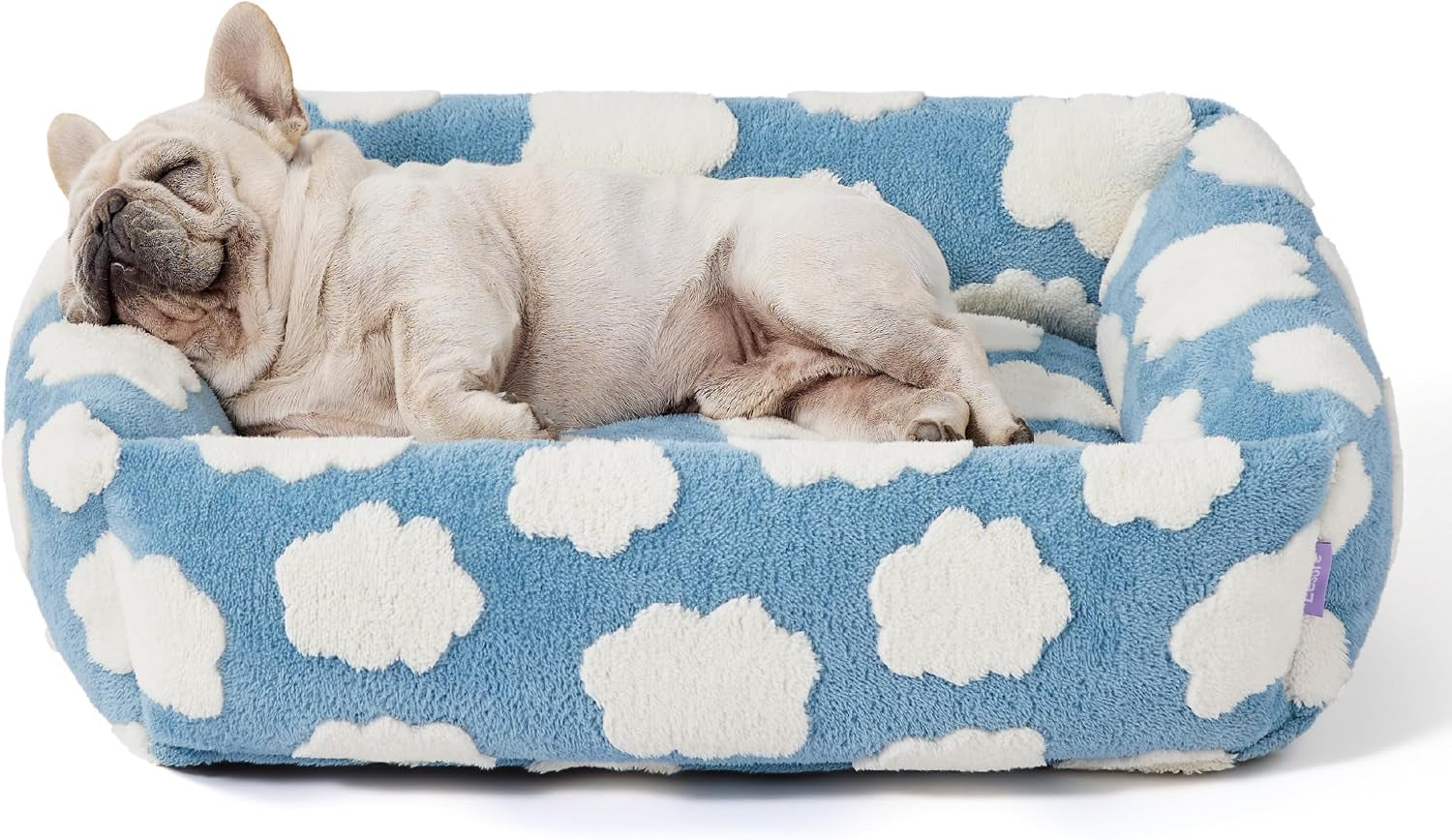 le-sure-cute-dog-bed-for-small-dogs-jacquard-washable-puppy-beds-25x21x7in-rectangle-pet-bed-comfy-orthopedic-pet-sofa-for-home-decor-anti-slip-bottom-up-to-15lbs-cozy-clouds-blue