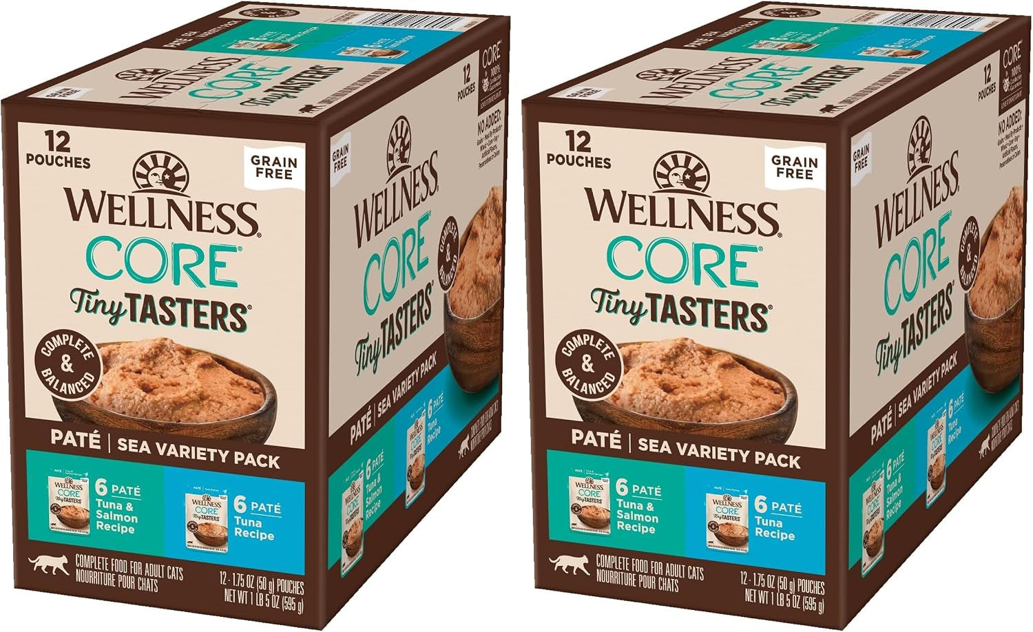 wellness-core-tiny-tasters-pate-variety-pack-adult-wet-cat-food-natural-protein-rich-grain-free-land-recipes-1-75-oz-pack-of-12-pouches