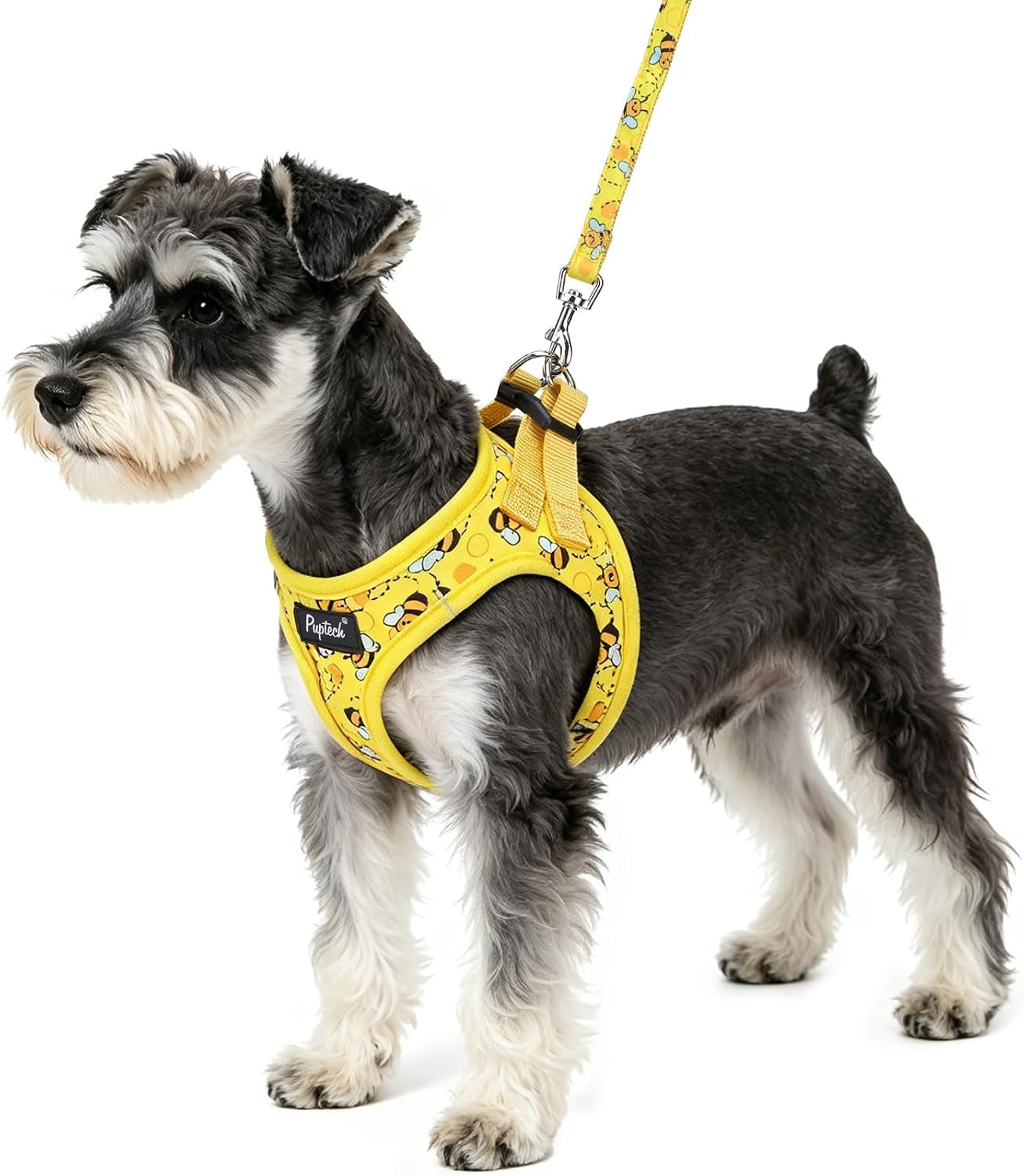 pupteck-dog-harness-and-leash-set-for-small-medium-dogs-no-pull-step-in-soft-mesh-puppy-cat-vest-harnesses-reflective-at-night-green-s