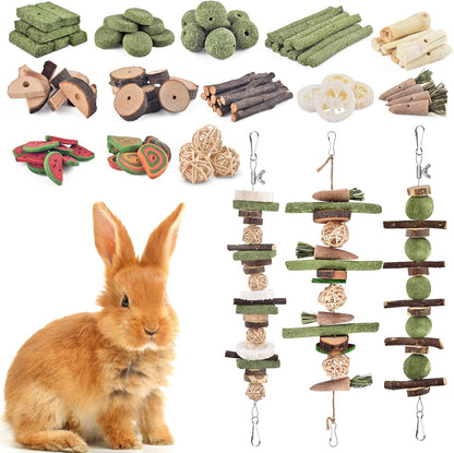 KATUMO Rabbit Chew Toys, Bunny Toys Apple Wood Grass Timothy Treat | DIY Hamster Chew Kit Bunny Teeth Care Molar Toys, Ideal for Rabbit, Guinea Pig, Chinchilla, Hamster, Squirrel, Gerbils7