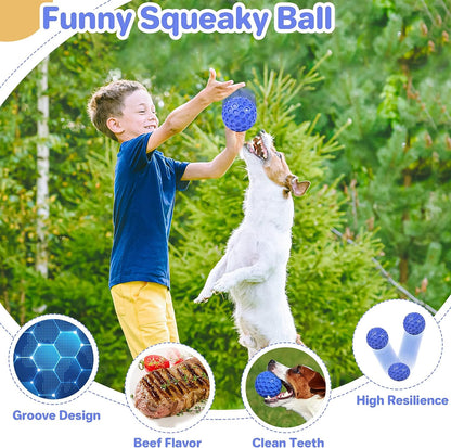 DISSKNIC Indestructible Squeaky Dog Ball, Relieves Anxiety, Cleans Teeth, Interactive Chew Toy for Aggressive Chewers, Dog Toy for Large Breeds, Outdoor Waterproof4