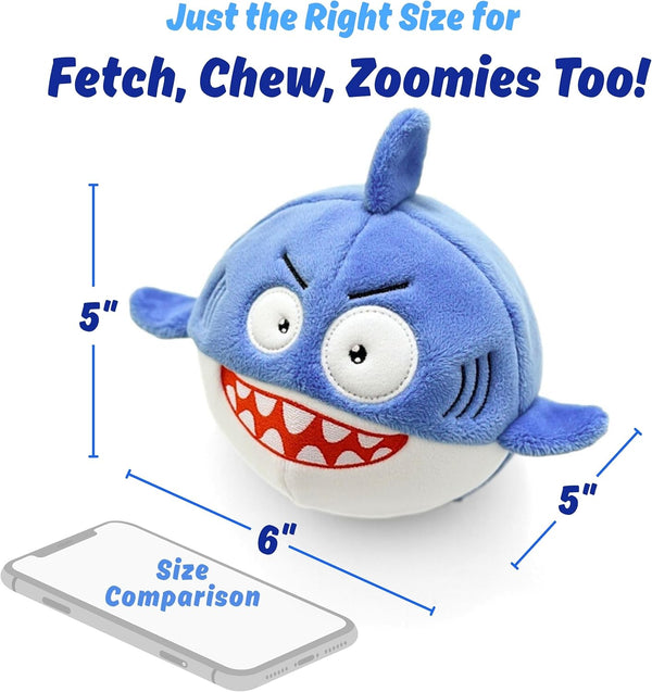 Sharky 3 in 1 Plush Shark Dog Chew Toy with Squeaky Ball inside for Aggressive Chewers, Super Interactive No Stuffing, Strong Tough Heavy Durable, Birthday Gift Box for Small & Large Breed3