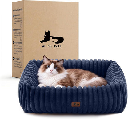 Cute Dog Bed for Small Dogs & Cats,Washable Fluffy Cat Beds for Indoor Cats, Rectangle Orthopedic Memory Foam Puppy Beds with Anti-Slip Bottom, 20 X19 X 7 Inches, Cream(20X19X6Inchs)16