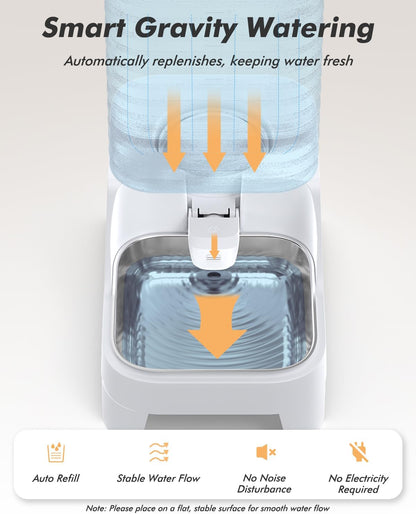 Automatic Dog Water Bowl Dispenser with Patented Faucet - 8L Large Gravity Cat Water Dispenser with Filter & Adjustable Base, Wide Mouth for Easy Clean, Bpa-Free, Stainless Steel Pet Waterer for Pets8