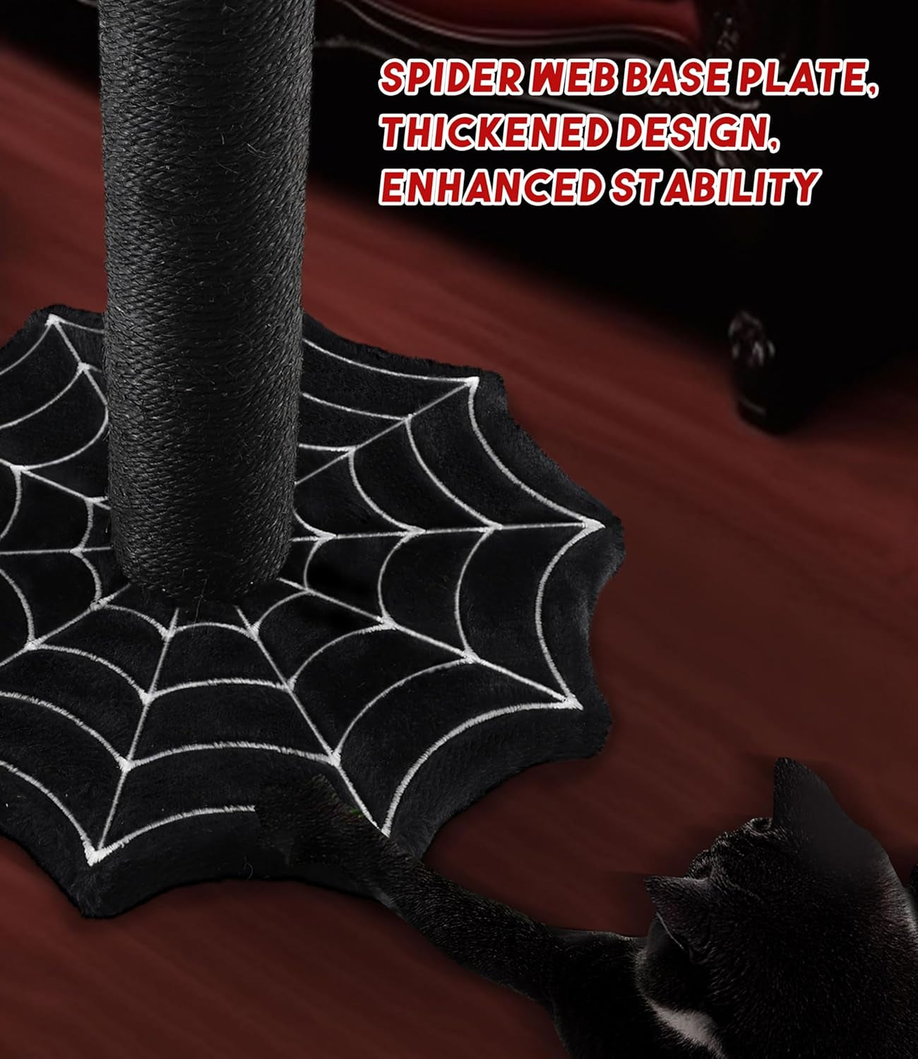 gothic-cat-scratching-post-with-spider-toys-for-indoor-cats-halloween-sisal-scratcher-goth-tree-tower-cobweb-base-spooky-furniture-interactive-dangling-toy-activity-kitty-play-center