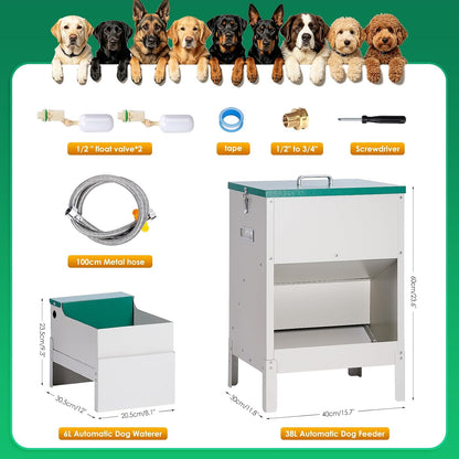 Metal Automatic Dog Feeder&Water Dispenser for Large Dogs Outdoor | 2-In-1 Automatic Dog Feeder Large Breed and Outdoor Dog Water Bowl Set for Large Dogs, Cats, and Other Pet5
