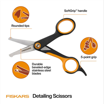 Fiskars Pet Grooming Detailing Scissors for Dogs & Cats, 5.5", Orange/Black | Detailing Scissors with Rounded Tips & Softgrip Handle, Cat and Dog Supplies2