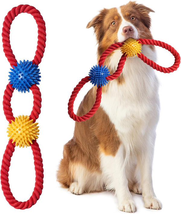 Aitmexcn Interactive Dog Rope Toys Tug of War, Tough Dog Toys for Large, Medium & Small Dogs, 100% Cotton Chew Toys for Boredom, Pull Ball Rope Teeth Cleaning8
