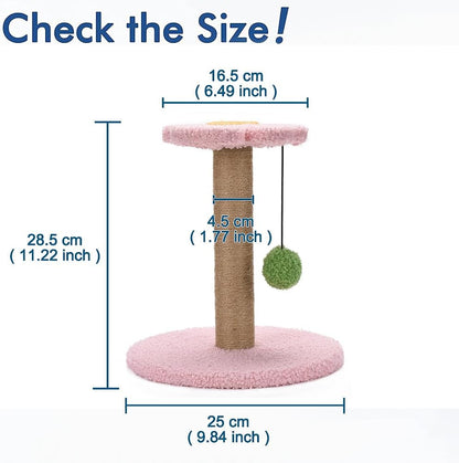 Cat Scratching Post with Ball for Small Cat, Polar Fleece Scratcher Kitten Toys for Indoor Sisal 1.77 Inch Scratch Post Interactive Toy with Dangling Ball2