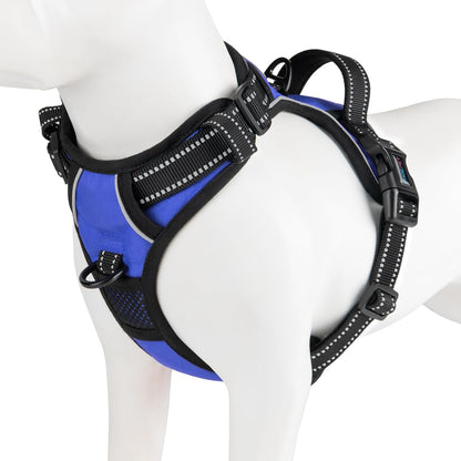 PHOEPET No Pull Dog Harness Medium Reflective Front Clip Vest with Handle, Adjustable 2 Metal Rings 2 Buckles(M, Grey)18
