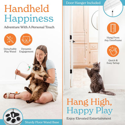 18-Piece Interactive Cat Toys for Indoor Cats, Cat Stuff Heavy Duty Self-Holding Floor Base & Suction Cup - Durable Feather Wand Bird Simulation Self Play Kitten Toys for Bored Adult Cats Juguete Gato5