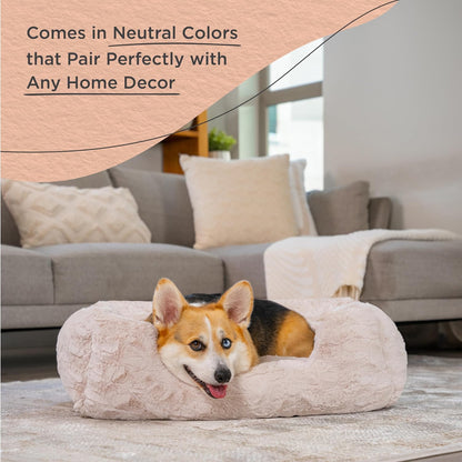 Best Friends by Sheri Lux Lounge Bed Calming Faux Fur Dog Bed, Oyster, Cream, Medium, 30" X 20"6