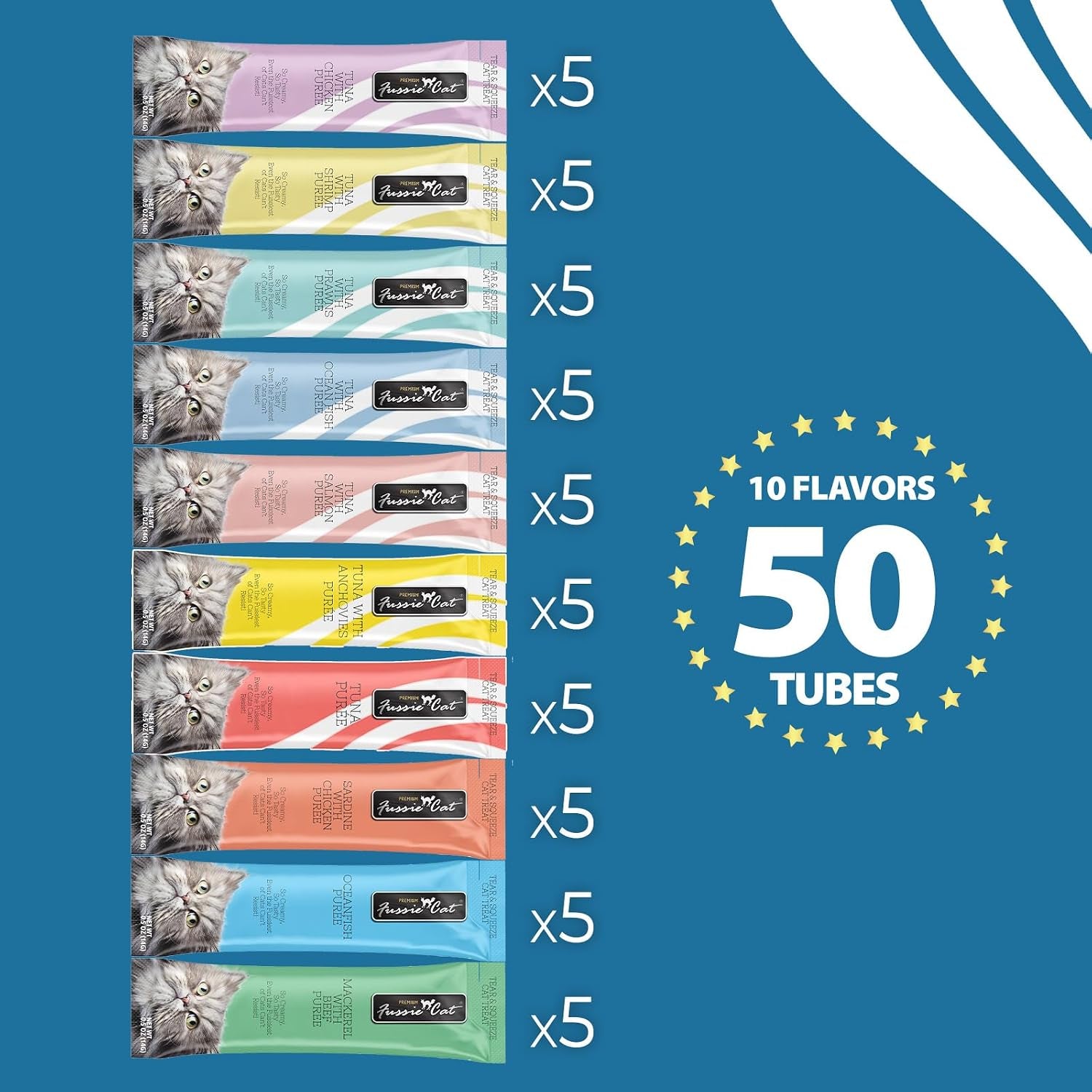 fussie-cat-0-5-ounces-each-50-tubes-ocean-fish-variety-10-flavors