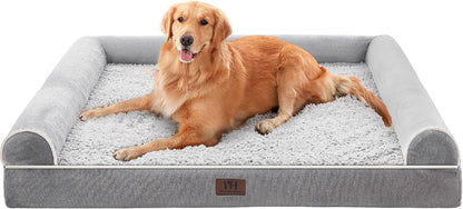 WESTERN HOME Orthopedic XL Dog Bed Extra Large Washable Dog Couch, 42In | Removable Cover, Waterproof Liner, 3-Sided Bolster for Neck Support, Anti-Slip Bottom, OEKO-TEX Certified, Grey,Up to 85 Lbs10